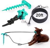 🐶 20 ft dog tie out cable stake for dogs up to 90/110 lbs - perfect for camping, training, playing - plus bonus dog chew toy logo