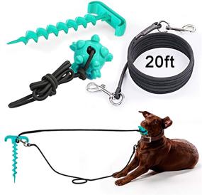 img 4 attached to 🐶 20 ft Dog Tie Out Cable Stake for Dogs Up to 90/110 lbs - Perfect for Camping, Training, Playing - Plus Bonus Dog Chew Toy