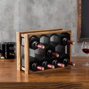 img 3 attached to 🍷 MyGift 11-Bottle Wood & Metal Countertop Honeycomb Wine Rack: Stylish and Space-Saving Storage Solution