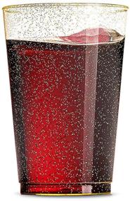 img 2 attached to 🥂 Pack of 100 12oz Clear Plastic Cups with Glitter, Gold Disposable Wedding Cups, Elegant Party Tumblers, Recyclable & BPA-Free