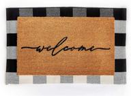 🥥 coconut coir outdoor welcome mat set - 18" x 30" layered rug combo with 24" x 35" woven doormat for pet friendly entry, porch, patio, deck, or mudroom - black check design logo