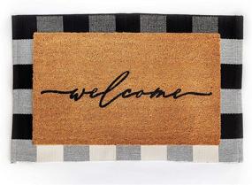 img 4 attached to 🥥 Coconut Coir Outdoor Welcome Mat Set - 18" x 30" Layered Rug Combo with 24" x 35" Woven Doormat for Pet Friendly Entry, Porch, Patio, Deck, or Mudroom - Black Check Design