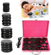 🌋 ultimate basalt hot stones massage kit: 20 pcs with warmer for spa, relaxation, and pain relief logo