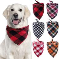 🐾 pack of 6 reversible triangle dog bandana bibs, washable plaid painting kerchief for small/medium dogs and cats. perfect fall thanksgiving & christmas gift for pets logo