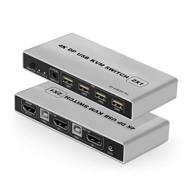 high-performance displayport kvm switch: 2 port 4k 60hz usb and dp switch for effortless sharing of keyboard, mouse, printer, and 🖥️ monitor between 2 computers - ideal for laptop, pc, xbox, hdtv- includes 2x usb cables, 1x switch button cable, 1x power cable logo