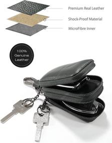 img 2 attached to 🔑 AslabCrew Genuine Leather Car Key Case: Stylish Zippered Holder with Metal Hook and Keyring for Remote Key - Grain-DarkGreen