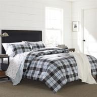 eddie bauer home lewis collection comforter set - 100% cotton, soft & cozy, reversible navy plaid bedding for queen size bed logo