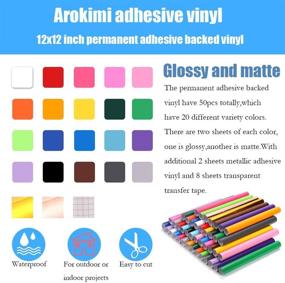 img 2 attached to 🌟 High-Quality Permanent Adhesive Backed Vinyl Sheets (50PC) - 12"x12" Multipurpose Craft Cutters Supplies