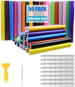 img 3 attached to 🌟 High-Quality Permanent Adhesive Backed Vinyl Sheets (50PC) - 12"x12" Multipurpose Craft Cutters Supplies