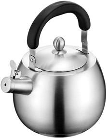 img 4 attached to 🍵 Stainless Steel 304 Stovetop Whistling Teapot with Seamless Bottom, Brushed Finish - Heavy Duty Tea Kettle (4L)