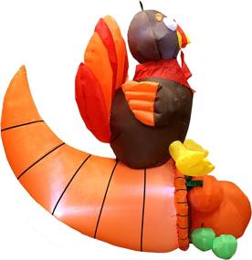 img 1 attached to 🦃 Joiedomi 5ft Thanksgiving Inflatable Turkey on Cornucopia with LED Lights - Blow Up Turkey for Autumn Decorations, Fall Family Party Supplies, and Thanksgiving Décor.