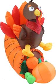 img 2 attached to 🦃 Joiedomi 5ft Thanksgiving Inflatable Turkey on Cornucopia with LED Lights - Blow Up Turkey for Autumn Decorations, Fall Family Party Supplies, and Thanksgiving Décor.