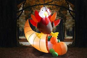 img 3 attached to 🦃 Joiedomi 5ft Thanksgiving Inflatable Turkey on Cornucopia with LED Lights - Blow Up Turkey for Autumn Decorations, Fall Family Party Supplies, and Thanksgiving Décor.