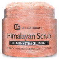 m3 naturals himalayan salt body scrub: collagen & stem cell infused exfoliating scrub for acne, cellulite, scars, wrinkles - deep cleansing, moisturizing skin (12 oz, 1 pack) logo