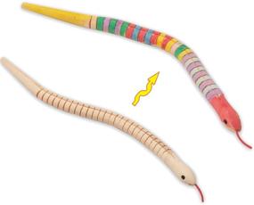 img 2 attached to 🐍 Ira Pollitt 6-Piece 12 Inch Unfinished Wooden Wiggly Snakes - Jointed Flexible Wooden Snake Blank Canvas Animal Model Crafts Toys - Arts and Fun Home Activities