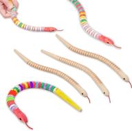 🐍 ira pollitt 6-piece 12 inch unfinished wooden wiggly snakes - jointed flexible wooden snake blank canvas animal model crafts toys - arts and fun home activities logo