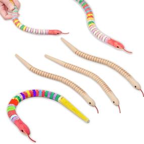 img 4 attached to 🐍 Ira Pollitt 6-Piece 12 Inch Unfinished Wooden Wiggly Snakes - Jointed Flexible Wooden Snake Blank Canvas Animal Model Crafts Toys - Arts and Fun Home Activities