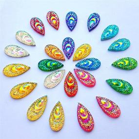 img 3 attached to 💎 100 AB Color Faceted Drop Shape Sew on Rhinestones Crystal Gems - Flatback Sewing Stones Dress Accessory with 2 Holes