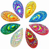 💎 100 ab color faceted drop shape sew on rhinestones crystal gems - flatback sewing stones dress accessory with 2 holes logo