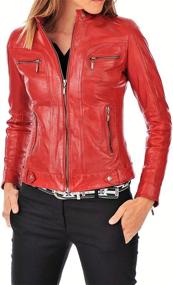 img 2 attached to Aaron Craft Womens Lambskin Leather Women's Clothing for Coats, Jackets & Vests