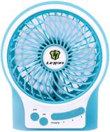 💨 letton portable mini usb fan with rechargeable battery, 3 speeds, and led light for home - blue logo