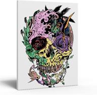 emesk framed flower skull paint by numbers kit, diy painting on canvas with frame size 16x12 inch, acrylic paint kit for kids and adults logo