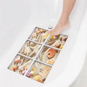 img 2 attached to 🛁 ChezMax Bath Treads Stickers - Beach Pattern 3D Adhesive Anti Slip Tub Tattoos | Safety Decals Mat for Waterproof Shower Tub | Sticker Bathtub Appliques for Bath Pools Home Decor - 6 Pcs (5.9" x 5.9")