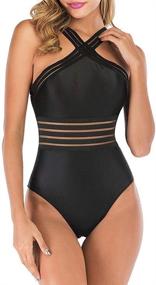 img 4 attached to AvoDovA Swimwear Crossover Swimsuits Monokinis Women's Clothing