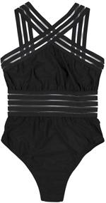 img 3 attached to AvoDovA Swimwear Crossover Swimsuits Monokinis Women's Clothing