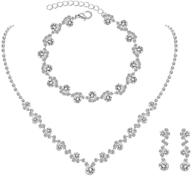 udora crystal rhinestone jewelry set - necklace, earrings, and bracelet for wedding and prom logo