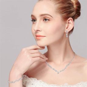 img 3 attached to Набор украшений с кристаллами из родонита UDORA - ожерелье, серьги и браслет для свадьбы и выпускного вечера
