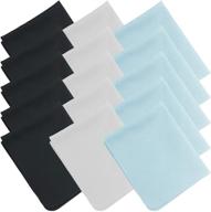 🧽 anvin microfiber cleaning cloth for glasses, electronics, lens, camera, sunglasses - lint-free fiber cloth pack of 15 (6x7 inch) black/grey/light blue logo