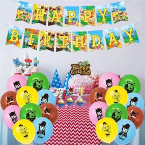 img 3 attached to 46PCS Animal Crossing Birthday Party Supplies Set - Video Game Theme Decorations with 20 Balloons, 1 Banner, and 24 Cake Toppers - Perfect Gifts for Kids!