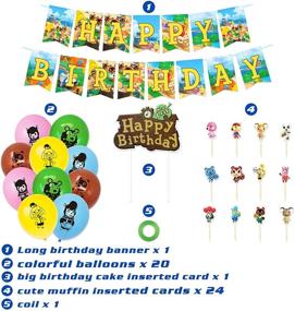 img 1 attached to 46PCS Animal Crossing Birthday Party Supplies Set - Video Game Theme Decorations with 20 Balloons, 1 Banner, and 24 Cake Toppers - Perfect Gifts for Kids!