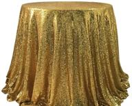 💫 72-inch round gold sparkly sequin tablecloth for wedding and cake décor logo