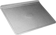 large usa pan bakeware cookie sheet – warp resistant nonstick baking pan, silver | aluminized steel, made in the usa logo