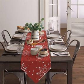 img 2 attached to 🎄 SODIKA Christmas Let it Snow Table Runner - Morden Red and White 13 x 90 Inch for Stylish Dinner Parties, Holiday Wedding Table Setting, and Decor