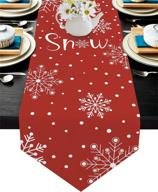 🎄 sodika christmas let it snow table runner - morden red and white 13 x 90 inch for stylish dinner parties, holiday wedding table setting, and decor логотип