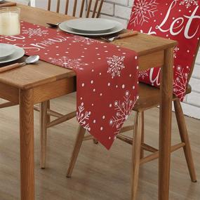 img 3 attached to 🎄 SODIKA Christmas Let it Snow Table Runner - Morden Red and White 13 x 90 Inch for Stylish Dinner Parties, Holiday Wedding Table Setting, and Decor