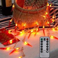 🌶️ dreamworth red chili string lights - 20ft, 40 led battery operated fairy lights with remote control for wedding, chinese new year, spring festival, party decoration, christmas логотип