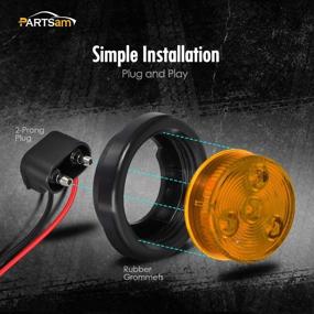 img 1 attached to 🚛 Partsam 4) 2" Round LED Red/Amber Clearance/Side Marker Light with Reflex for Trucks & RVs - Complete Kit with Grommet Mount and Wire Pigtail