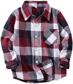 img 4 attached to 👕 Plaid Button Down Shirt for Boys - Long Sleeve Shirts, Flannel Shirt for Baby Boys, Western Shirts for Boys, Dress Shirt for Toddler Boys