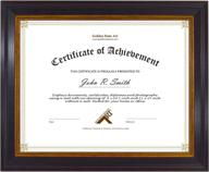 golden state art 8.5x11 frame - diploma/certificate display, real glass, table-top design, black gold burgundy (1-pack) logo