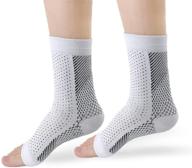 promack compression socks supports shin splints - ankle brace pair for unisex in white color logo