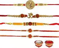 🔴 rakhi set of 5 for brother - red color thread design, perfect for raksha bandhan celebration logo