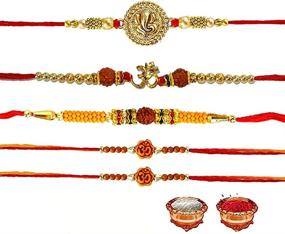 img 4 attached to 🔴 Rakhi Set of 5 for Brother - Red Color Thread Design, Perfect for Raksha Bandhan Celebration