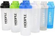 🏋️ hoople protein powder shake blender bottle - gym smoothie cup, 24 ounce - bpa free, auto-flip leak-proof lid, handle with ball included logo
