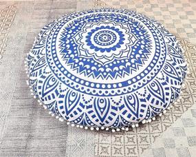 img 1 attached to 🪑 Gokul Handloom Large Mandala Floor Pillow – Comfortable Home Car Bed Sofa – Bohemian Round Meditation Cushion Cover – Ottoman Pouf Cover