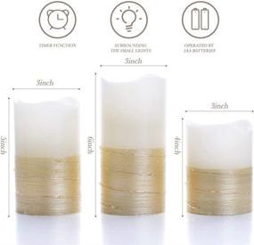 img 2 attached to 🕯️ Flameless LED Candle Set with Daily Timer | BeMoment Flickering Candles | String Lights Stay Lit | Golden Stripes Decorative | Real Wax | Battery Powered | Set of 3 (4"5"6" x 3")