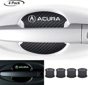 img 4 attached to 🚗 WENCHAO 4PCS Carbon Fiber Sticker: Scratch Protective Film for Acura Car Door Handle - Luminous Car Logo Door Cup Protector - Car Door Protective Film